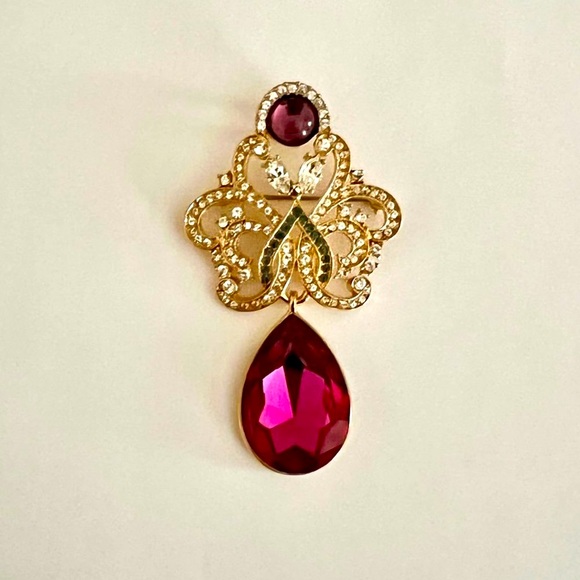 NIB Vintage Purple Rhinestone Brooch - Picture 3 of 8